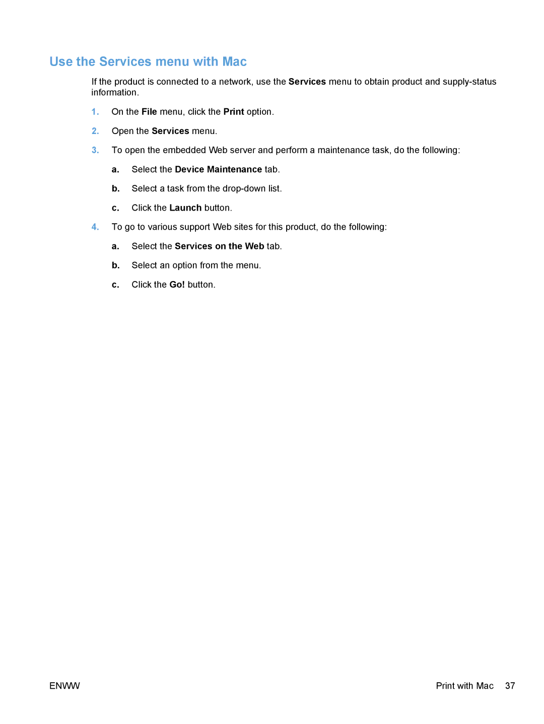 HP M1530 manual Use the Services menu with Mac, Select the Device Maintenance tab 