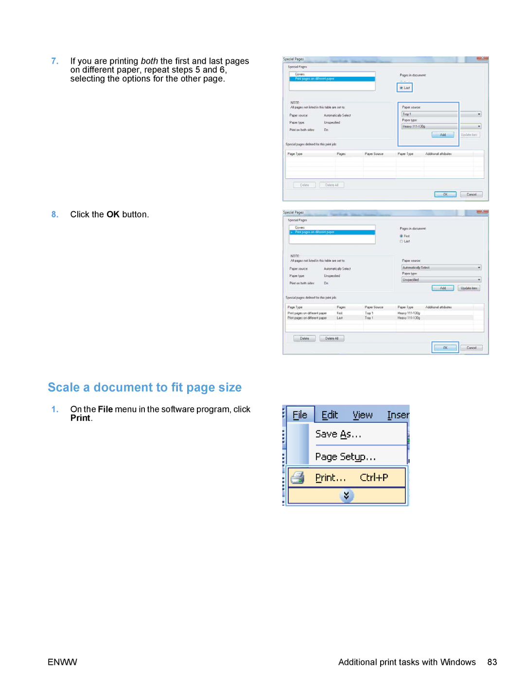 HP M1530 manual Scale a document to fit page size 