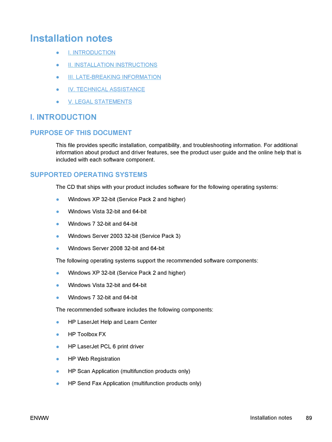 HP M1530 manual Installation notes, Introduction 