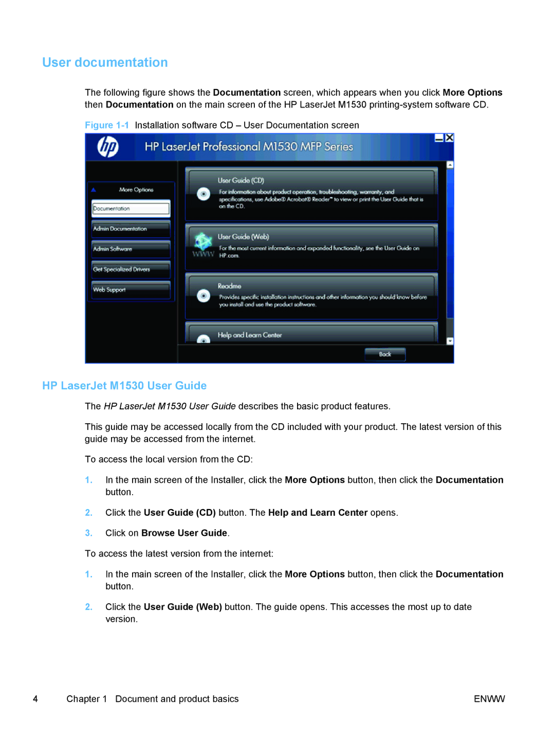 HP manual User documentation, HP LaserJet M1530 User Guide 
