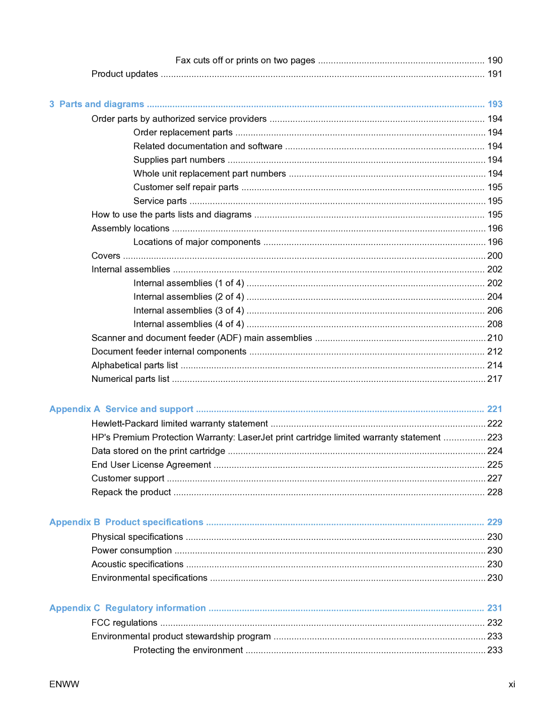 HP M1536dnf CE538ABGJ manual 193, 221, 229, 231 