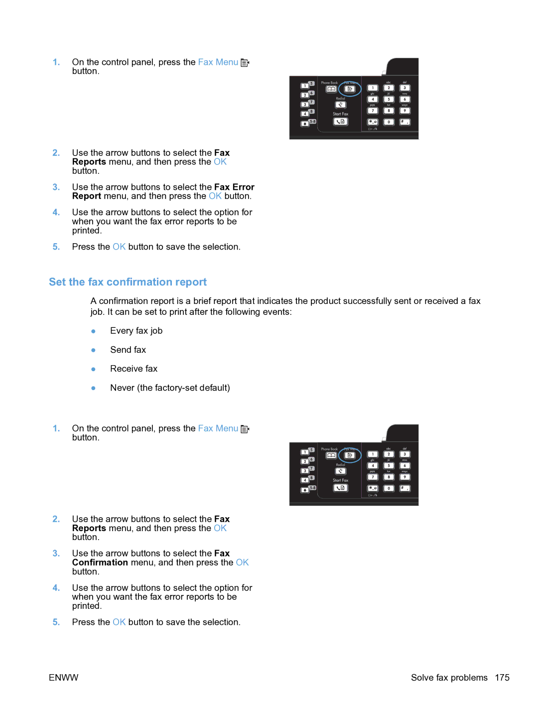 HP M1536dnf CE538ABGJ manual Set the fax confirmation report 