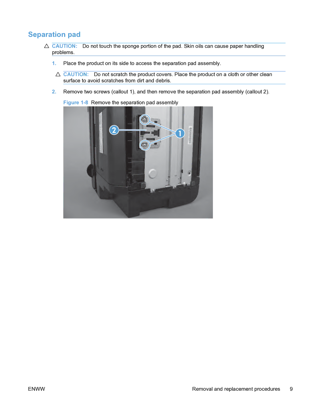 HP M1536dnf CE538ABGJ manual Separation pad 