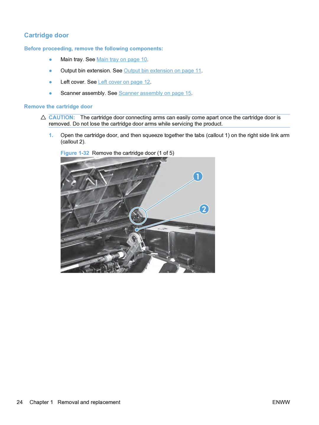 HP M1536dnf CE538ABGJ manual Cartridge door, Remove the cartridge door 