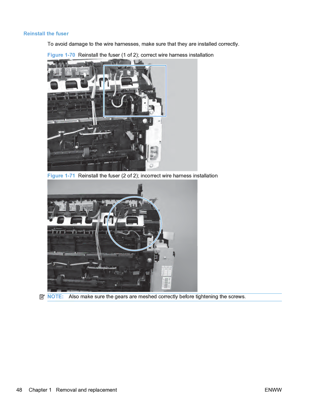 HP M1536dnf CE538ABGJ manual Reinstall the fuser 