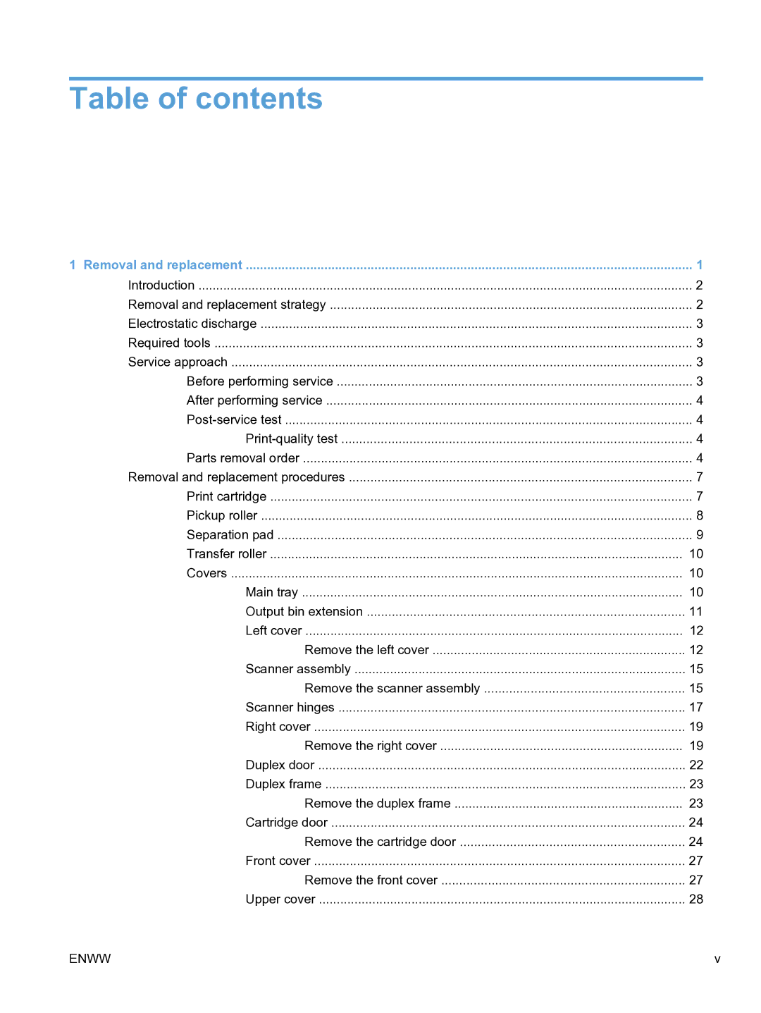 HP M1536dnf CE538ABGJ manual Table of contents 