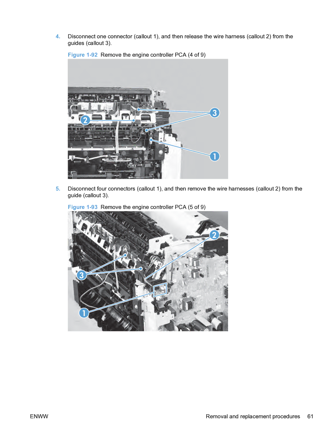 HP M1536dnf CE538ABGJ manual 93Remove the engine controller PCA 5 