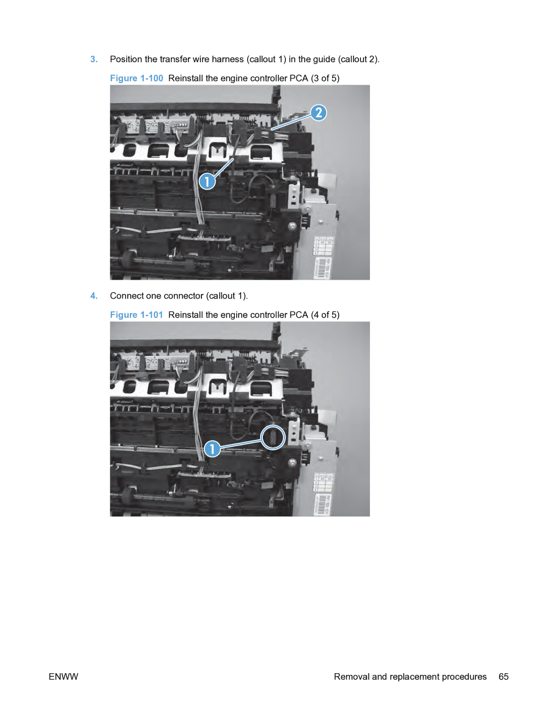 HP M1536dnf CE538ABGJ manual 101Reinstall the engine controller PCA 4 