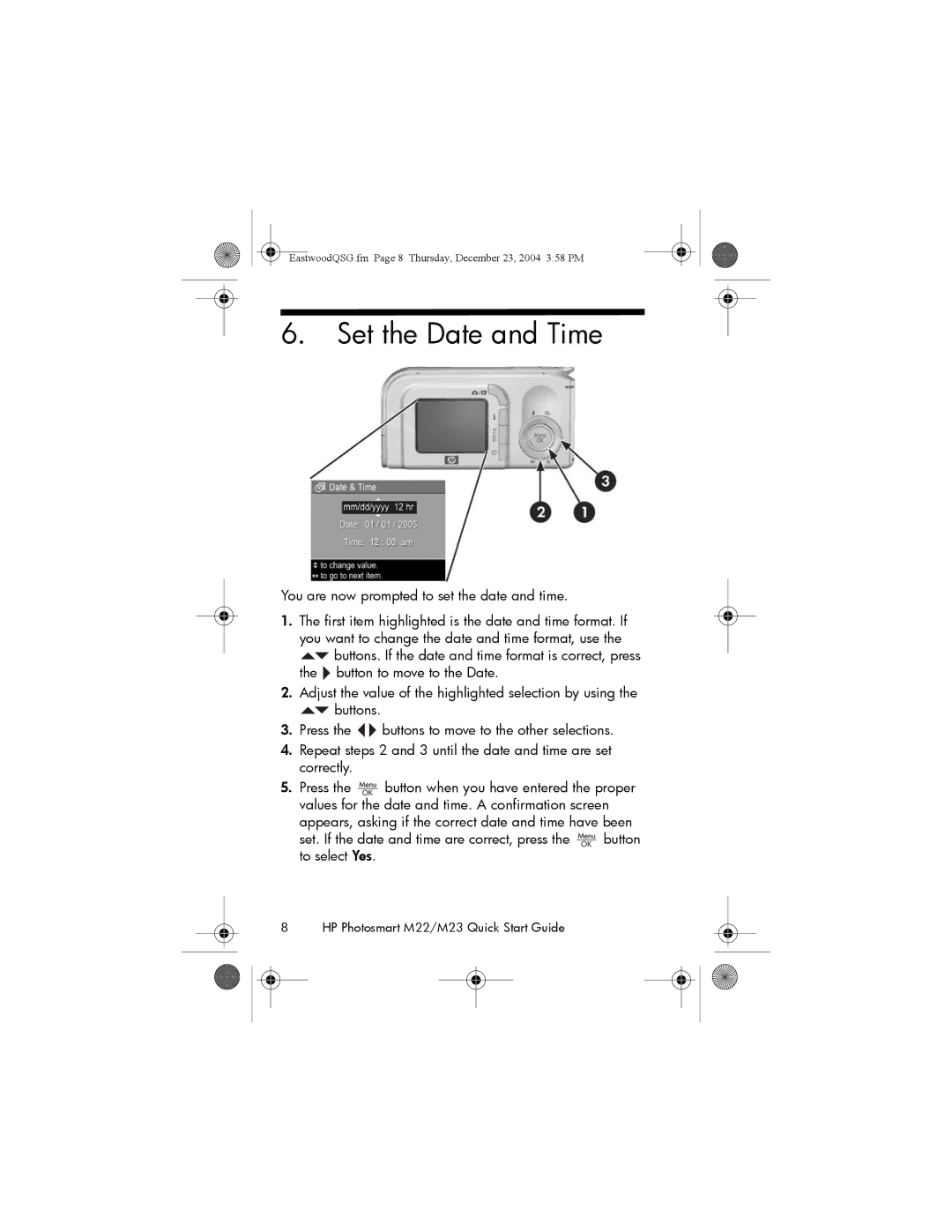 HP M23, M22 manual Set the Date and Time 