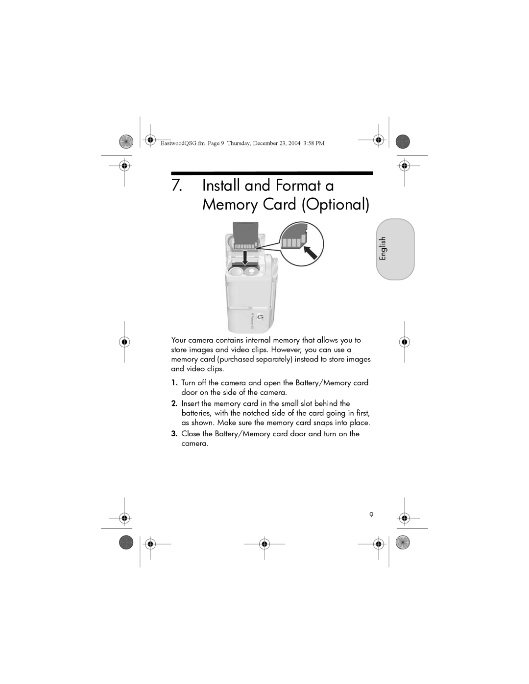 HP M22, M23 manual Install and Format a Memory Card Optional 