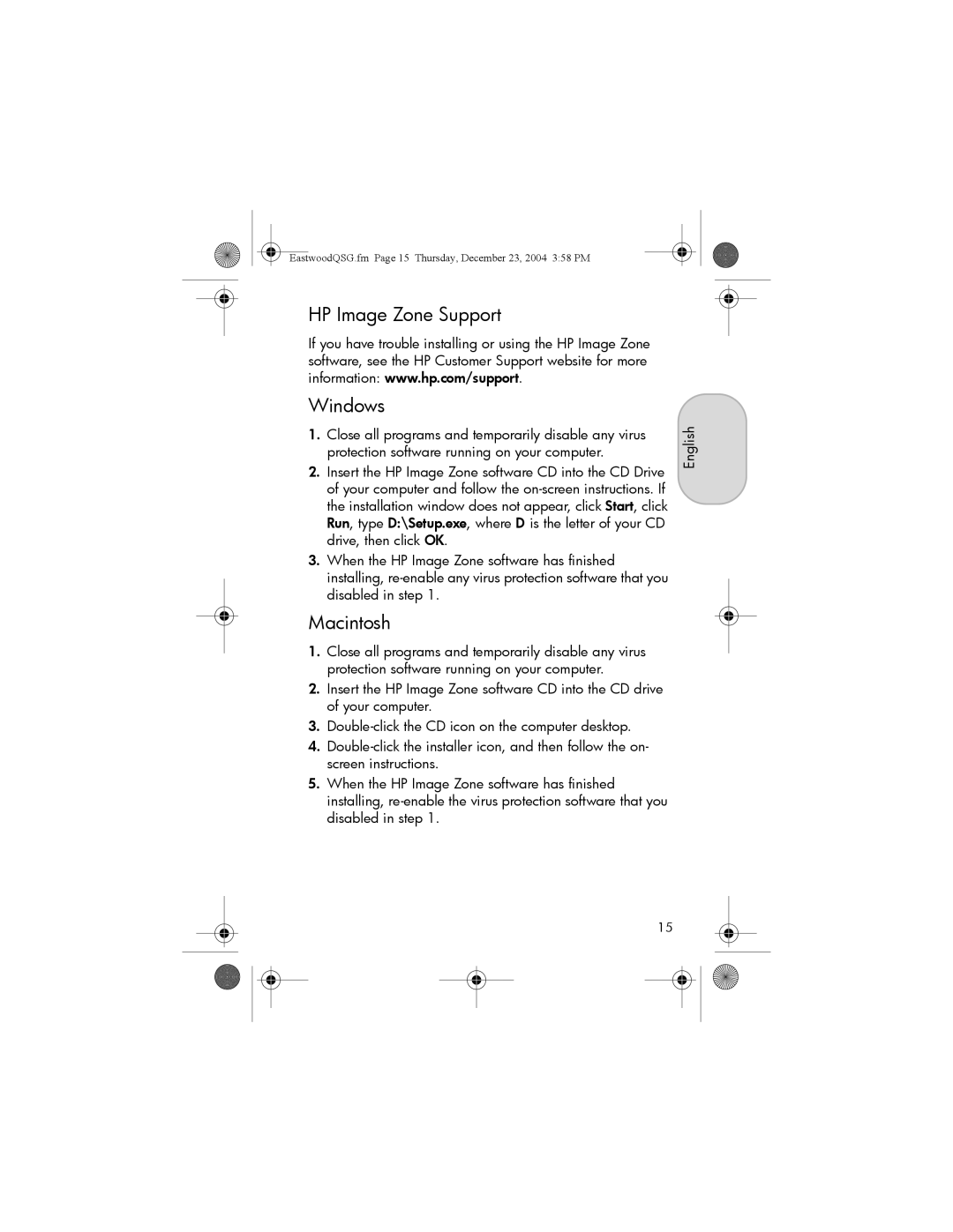 HP M22, M23 manual HP Image Zone Support Windows 