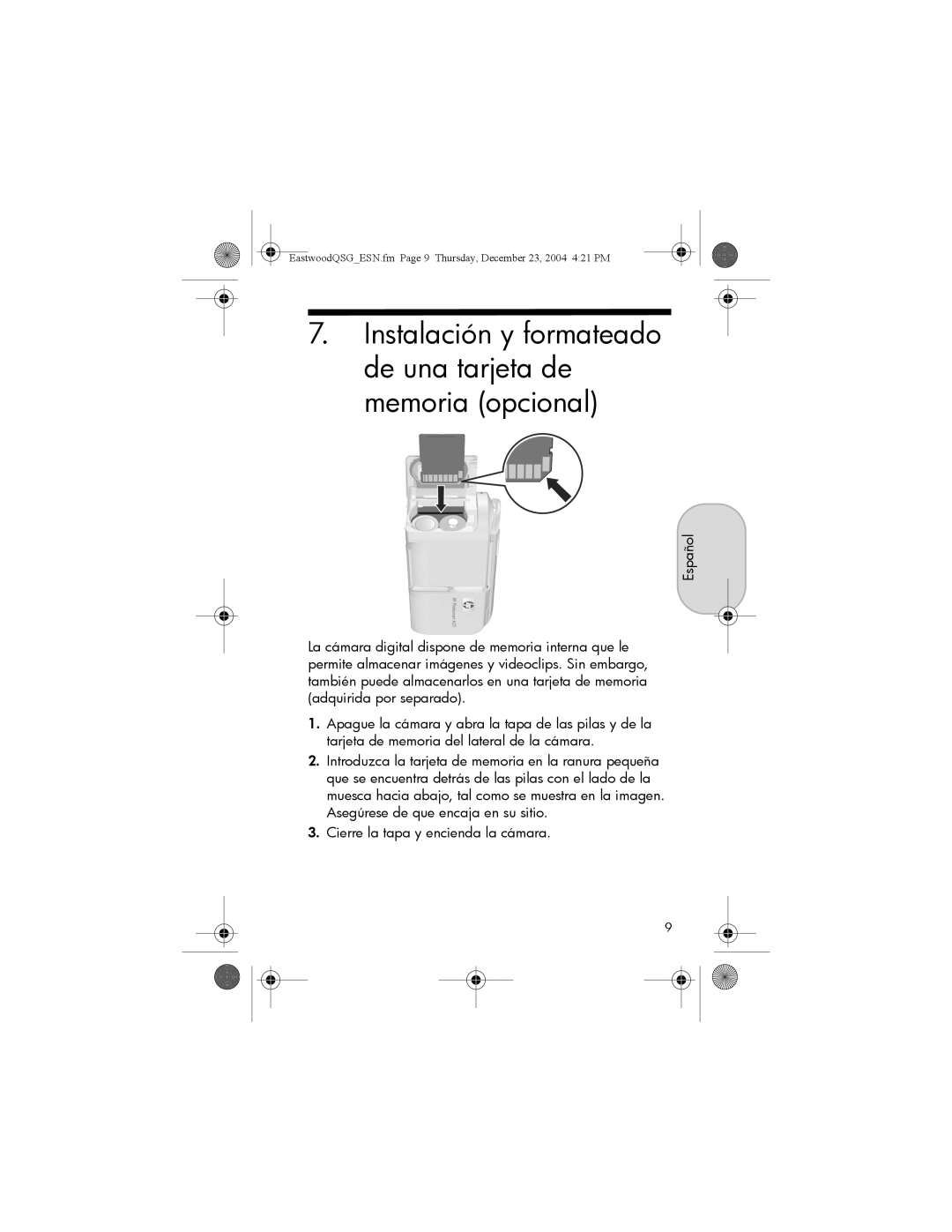 HP M22, M23 manual Instalación y formateado de una tarjeta de memoria opcional 