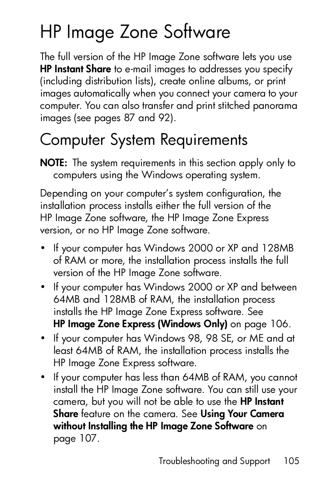 HP M23 manual HP Image Zone Software, Computer System Requirements 