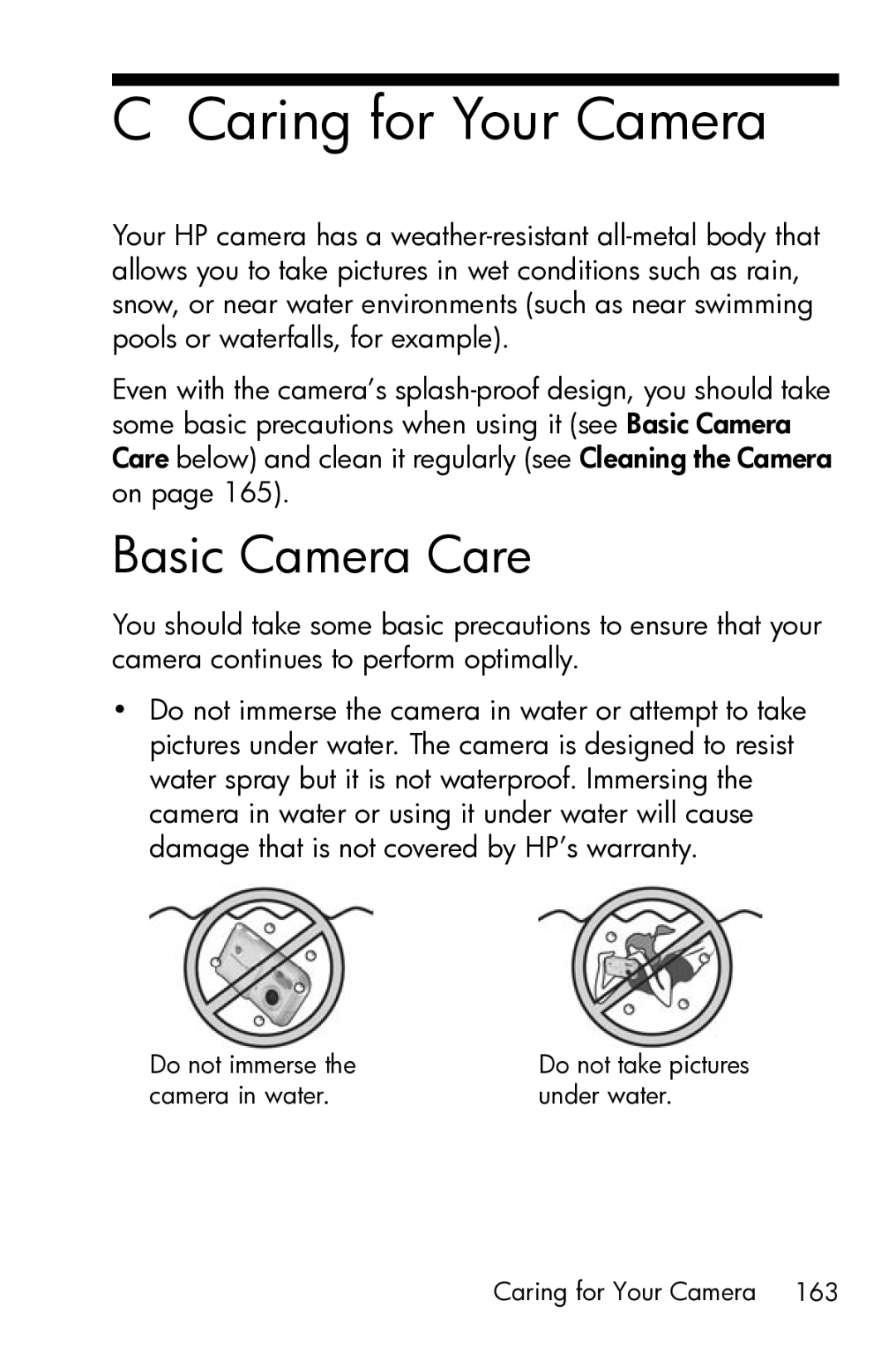 HP M23 manual Caring for Your Camera, Basic Camera Care 