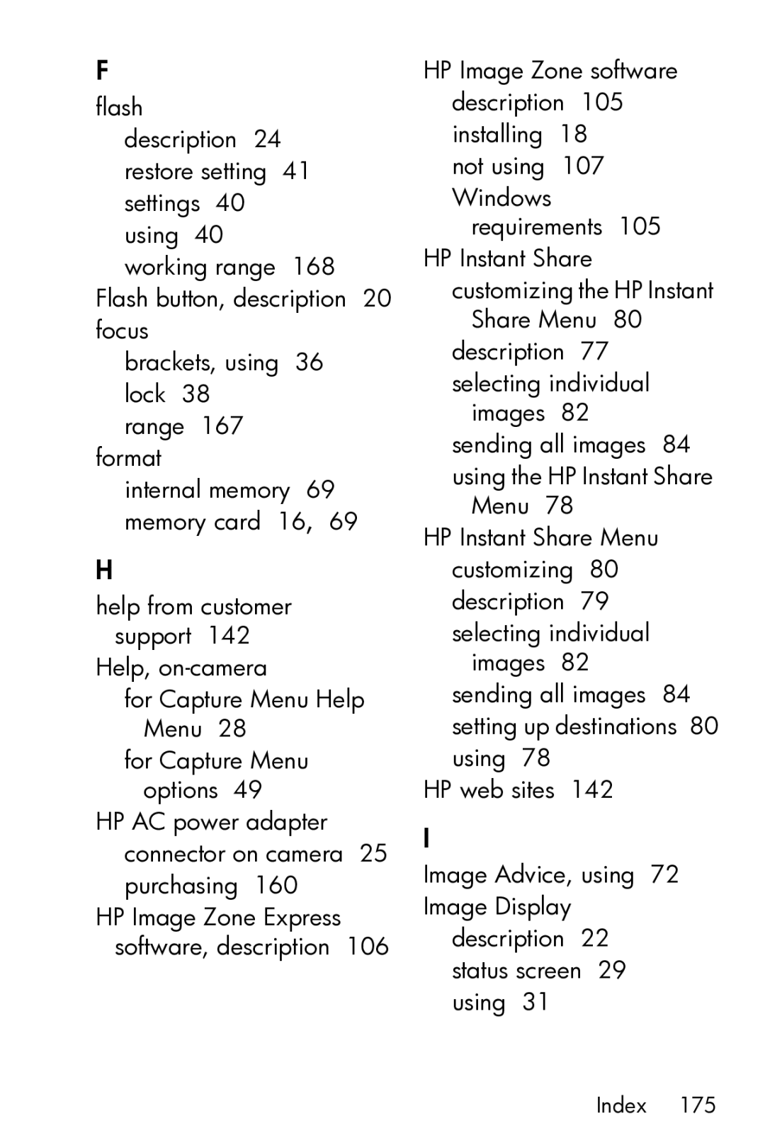 HP M23 manual Help from customer support 142 Help, on-camera 