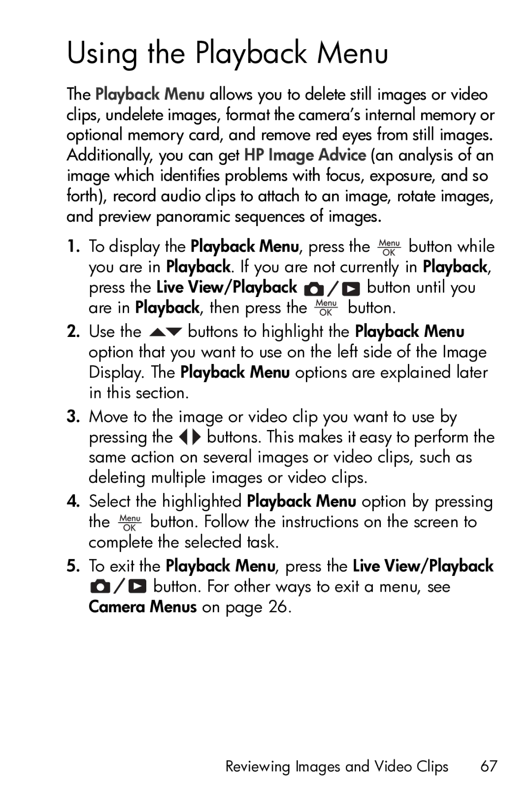 HP M23 manual Using the Playback Menu 