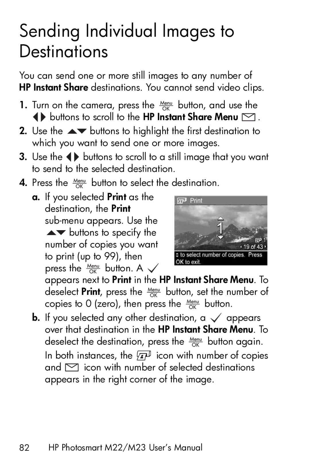 HP M23 manual Sending Individual Images to Destinations 