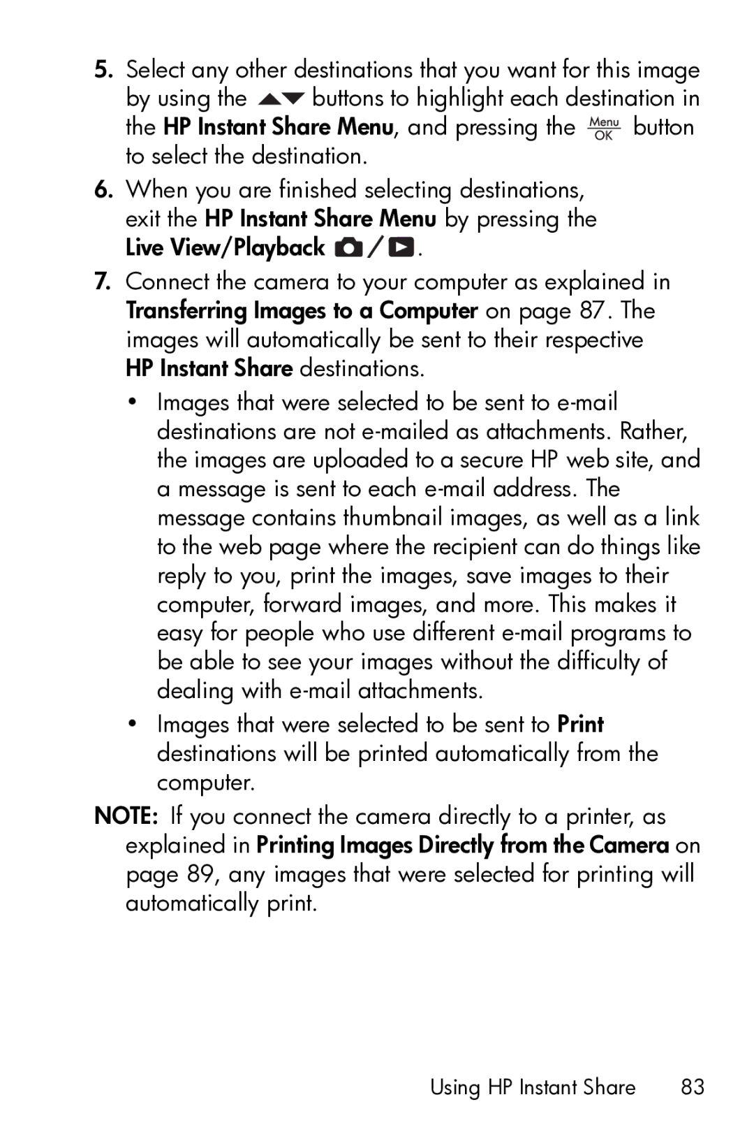 HP M23 manual Using HP Instant Share 