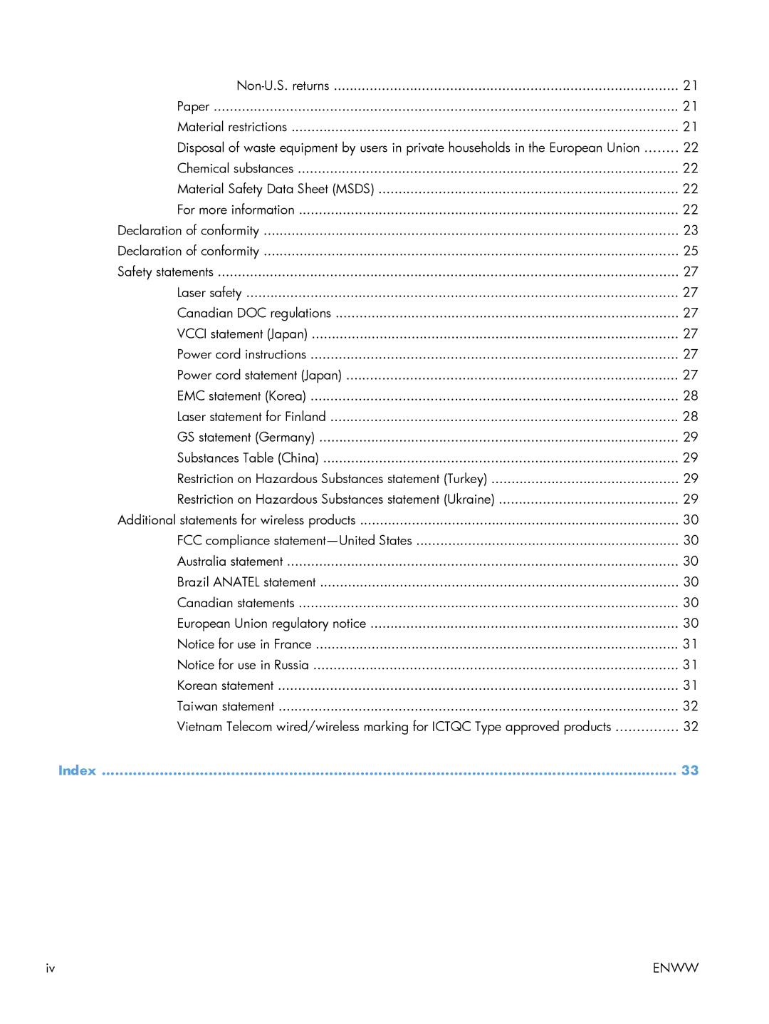 HP M251 manual Index 