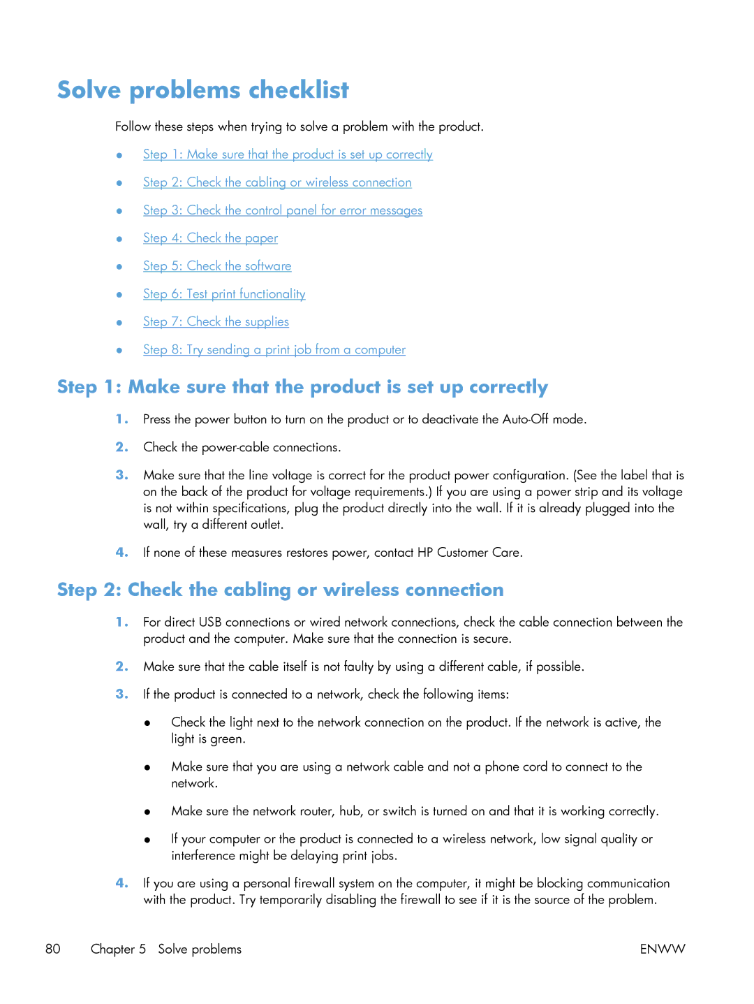 HP M251nw Laser CF147ABGJ, M251NW CF147A#BGJ manual Solve problems checklist, Make sure that the product is set up correctly 