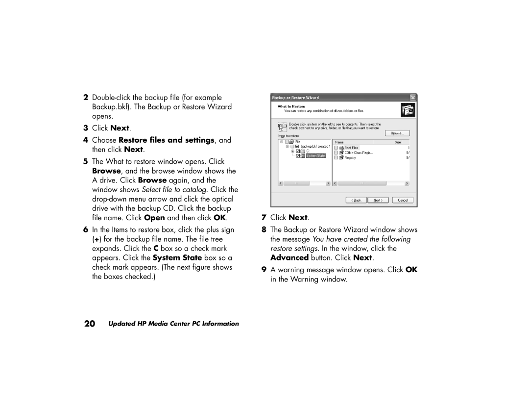 HP m280n, m260n, m270n, m200y (D7219Q), 886c, 876x, 856x manual Choose Restore files and settings, and then click Next 