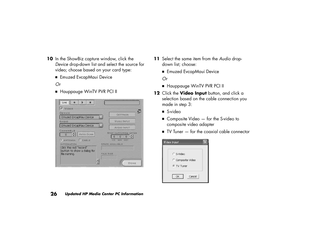 HP 876x, m280n, m260n, m270n, m200y (D7219Q), 886c, 856x manual Updated HP Media Center PC Information 