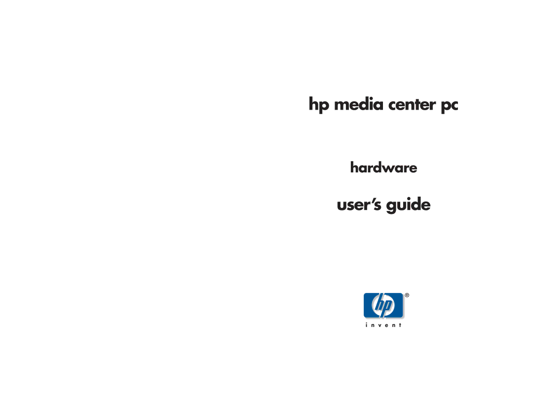 HP m280n, m270n, m200y (D7219Q), 894c, 896c, 886c, 884n, 883n, 876x, 873n, 864, 856x manual Hp media center pc, User’s guide 