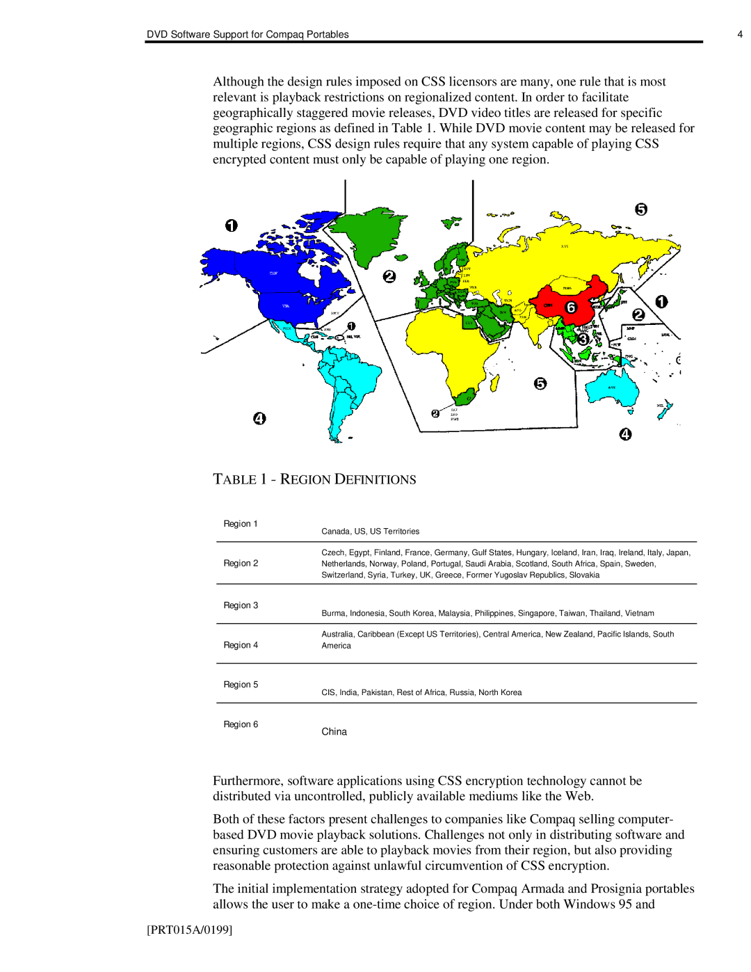 HP m300 manual Region Definitions, Region Canada, US, US Territories, America 