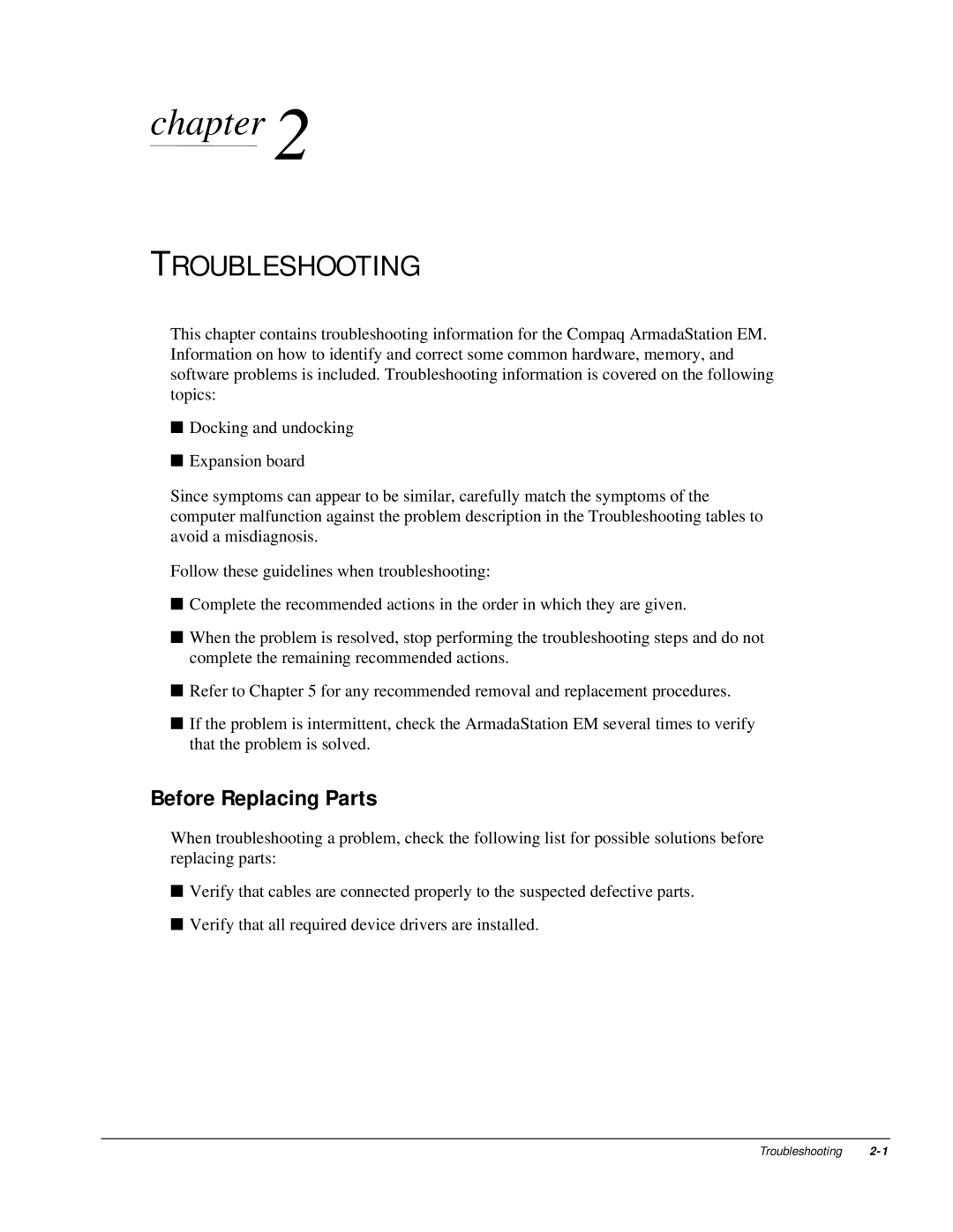 HP m300 manual Troubleshooting, Before Replacing Parts 