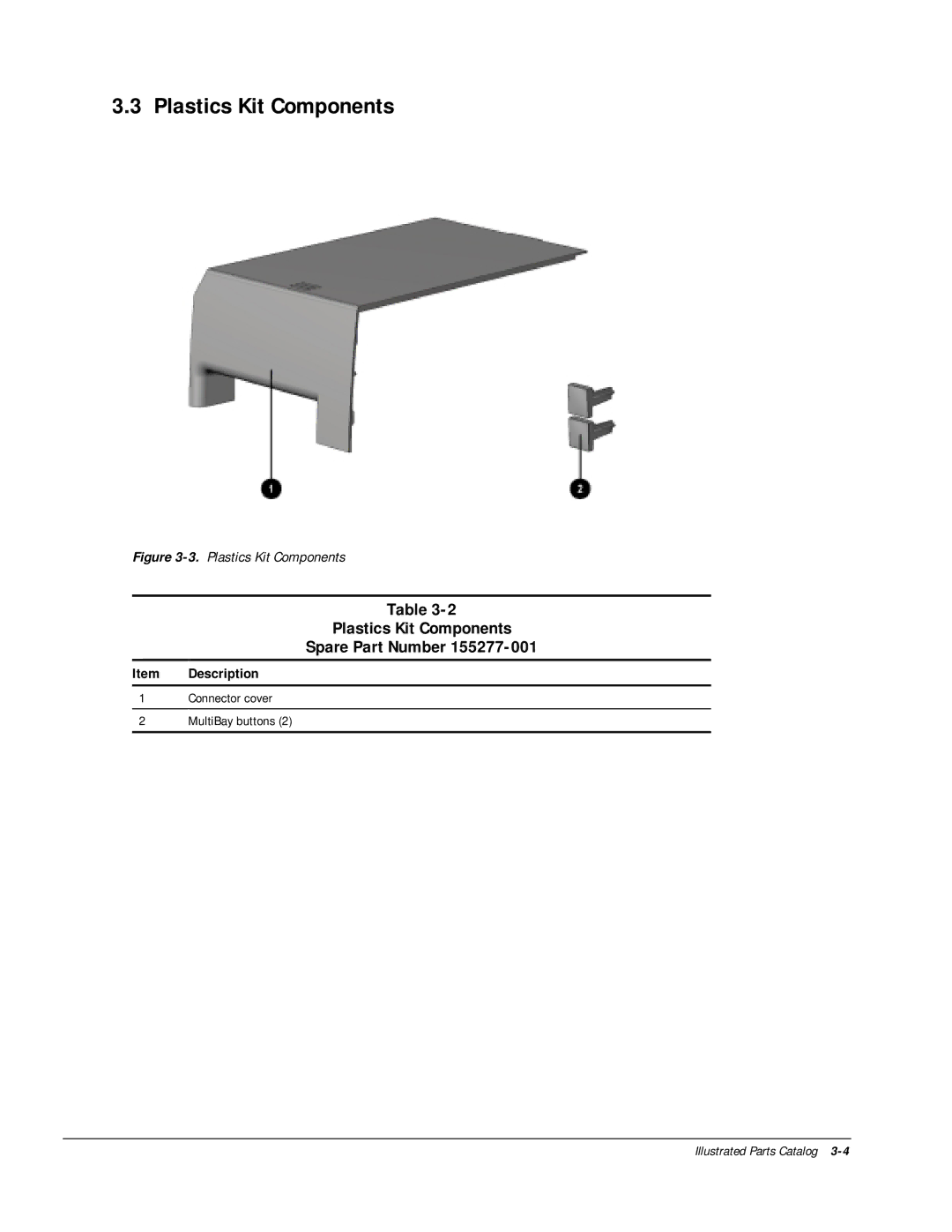 HP m300 manual Plastics Kit Components Spare Part Number, Item Description 