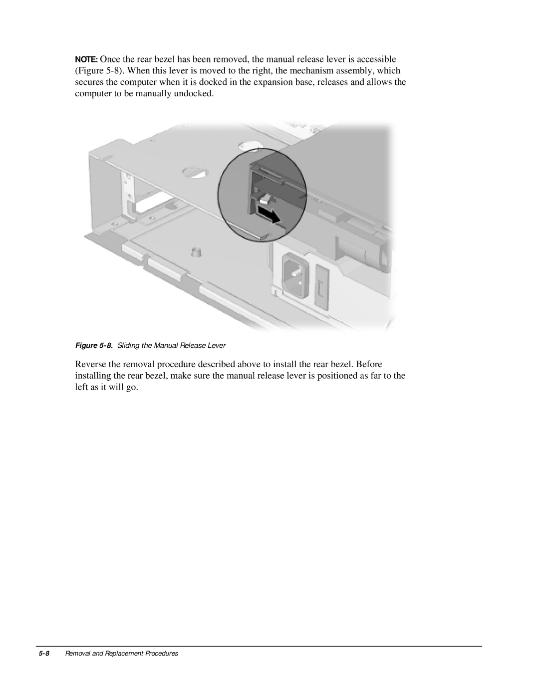 HP m300 manual Sliding the Manual Release Lever 