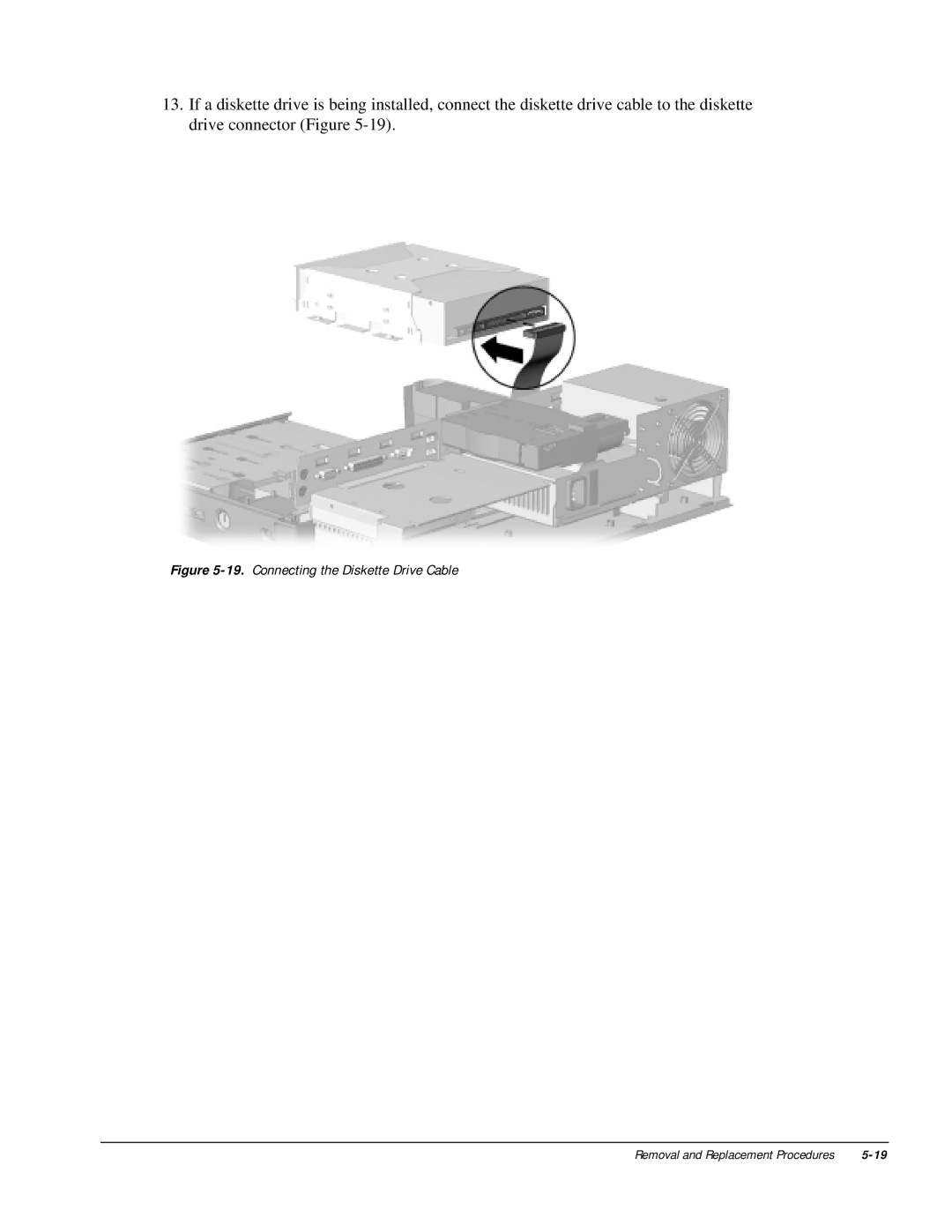 HP m300 manual Connecting the Diskette Drive Cable 