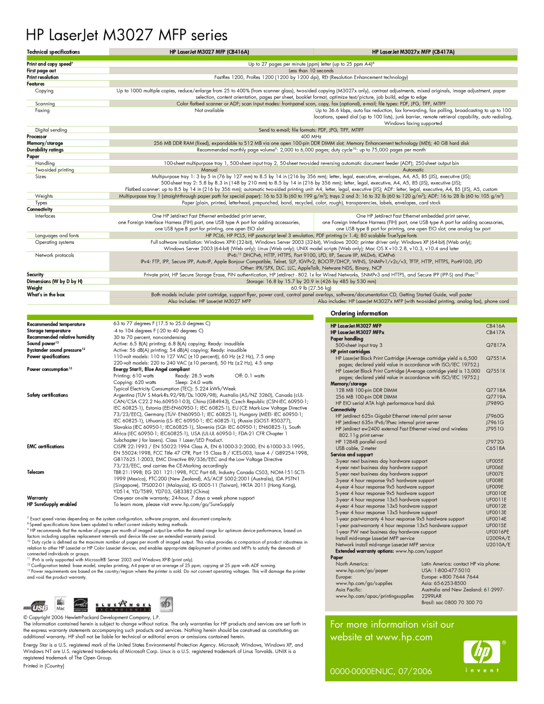 HP M3027 MFP manual 0000-0000ENUC, 07/2006 