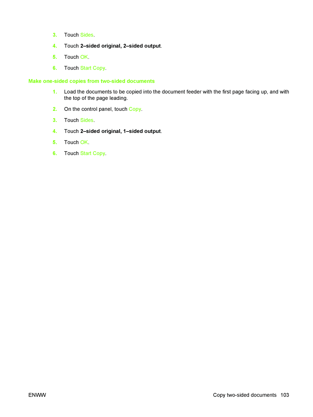 HP M3027/M3035 manual Make one-sided copies from two-sided documents 