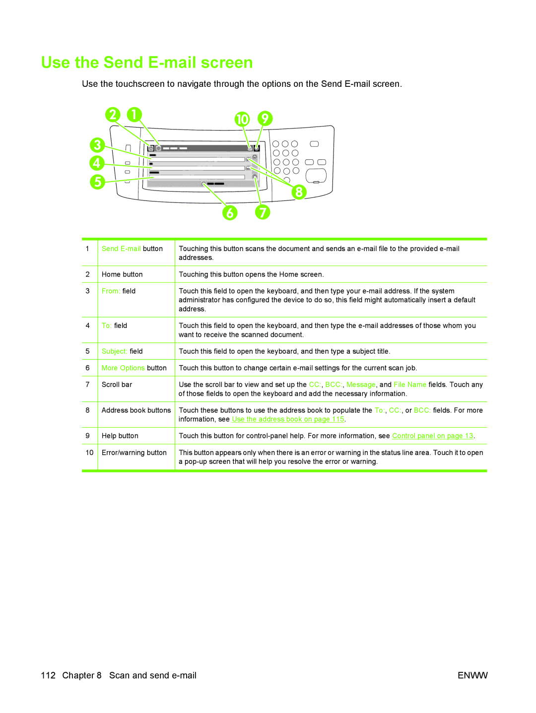 HP M3027/M3035 manual Use the Send E-mail screen 