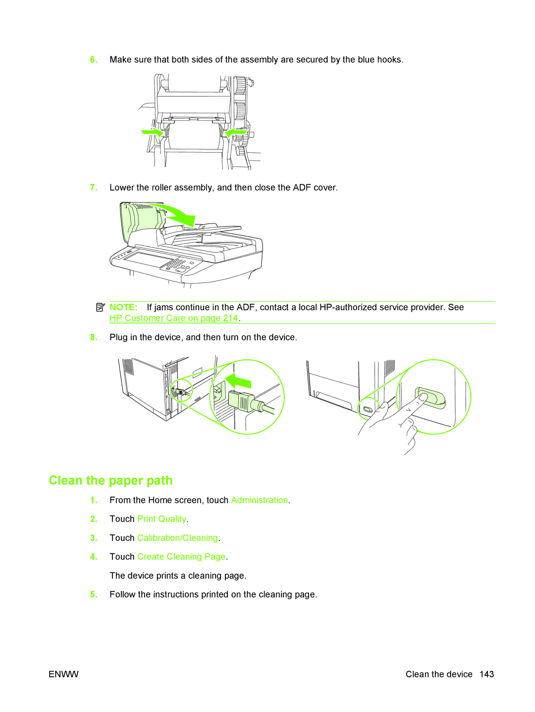 HP M3027/M3035 manual Clean the paper path 