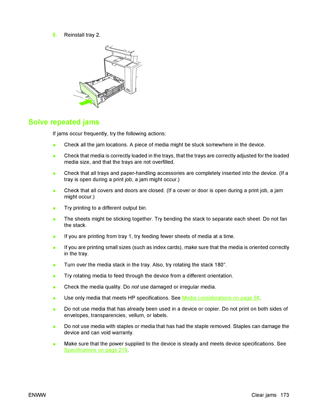 HP M3027/M3035 manual Solve repeated jams 