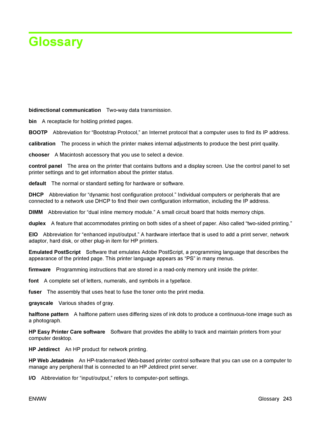 HP M3027/M3035 manual Glossary, Bidirectional communication Two-way data transmission 