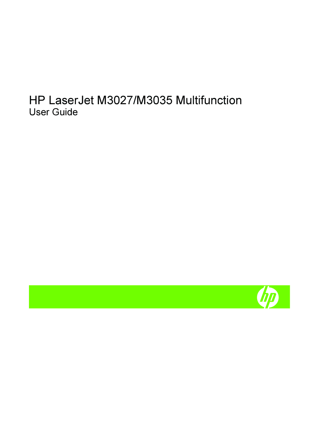 HP manual HP LaserJet M3027/M3035 Multifunction 