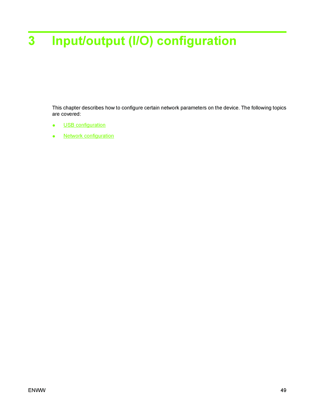 HP M3027/M3035 manual Input/output I/O configuration 