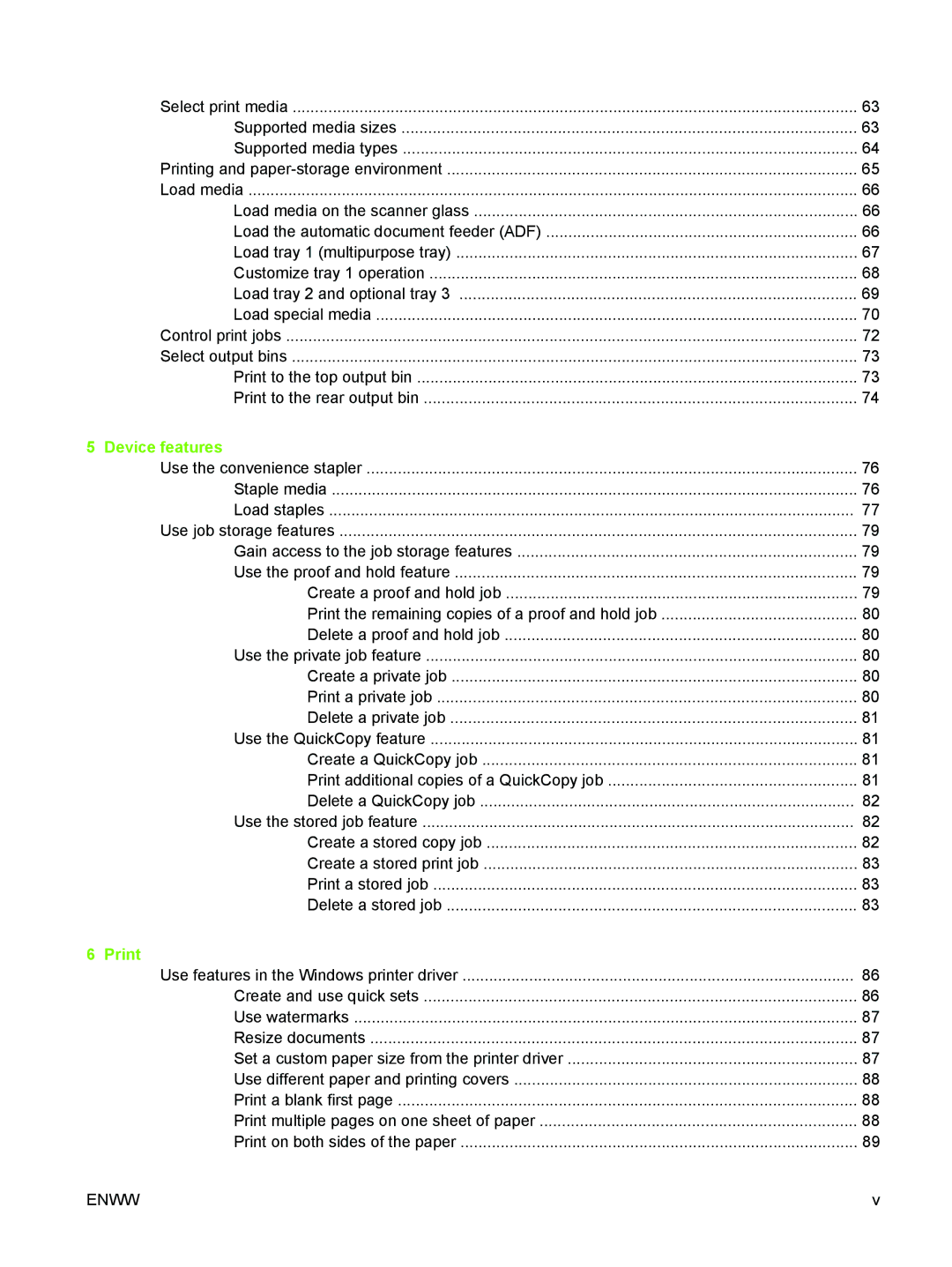 HP M3027/M3035 manual Device features, Print 