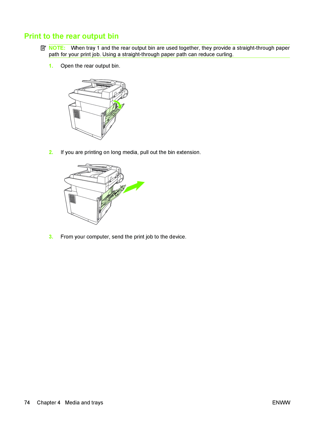 HP M3027/M3035 manual Print to the rear output bin 