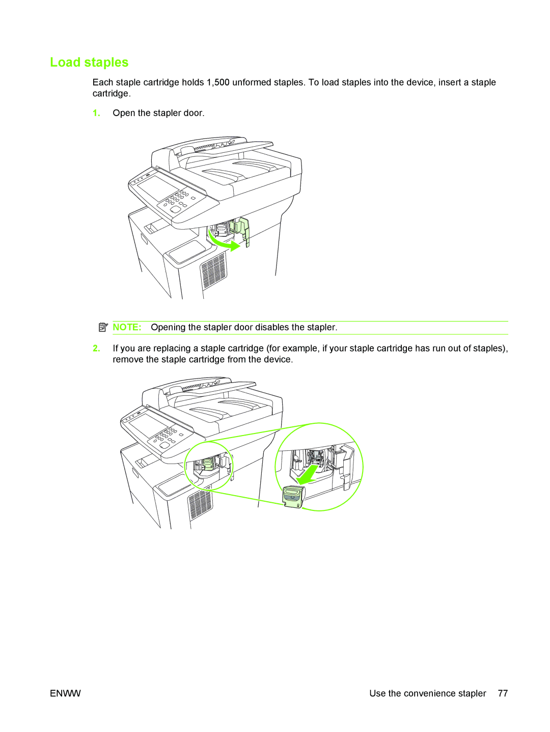 HP M3027/M3035 manual Load staples 