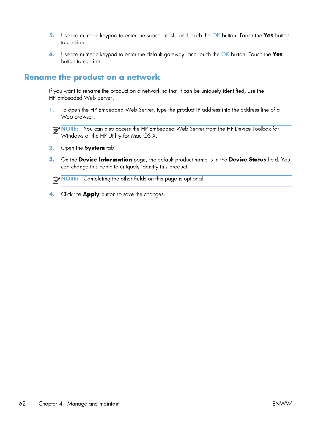 HP M401 manual Rename the product on a network 