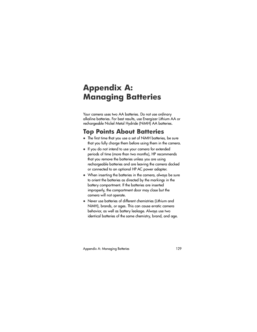 HP M407 manual Appendix a Managing Batteries, Top Points About Batteries 