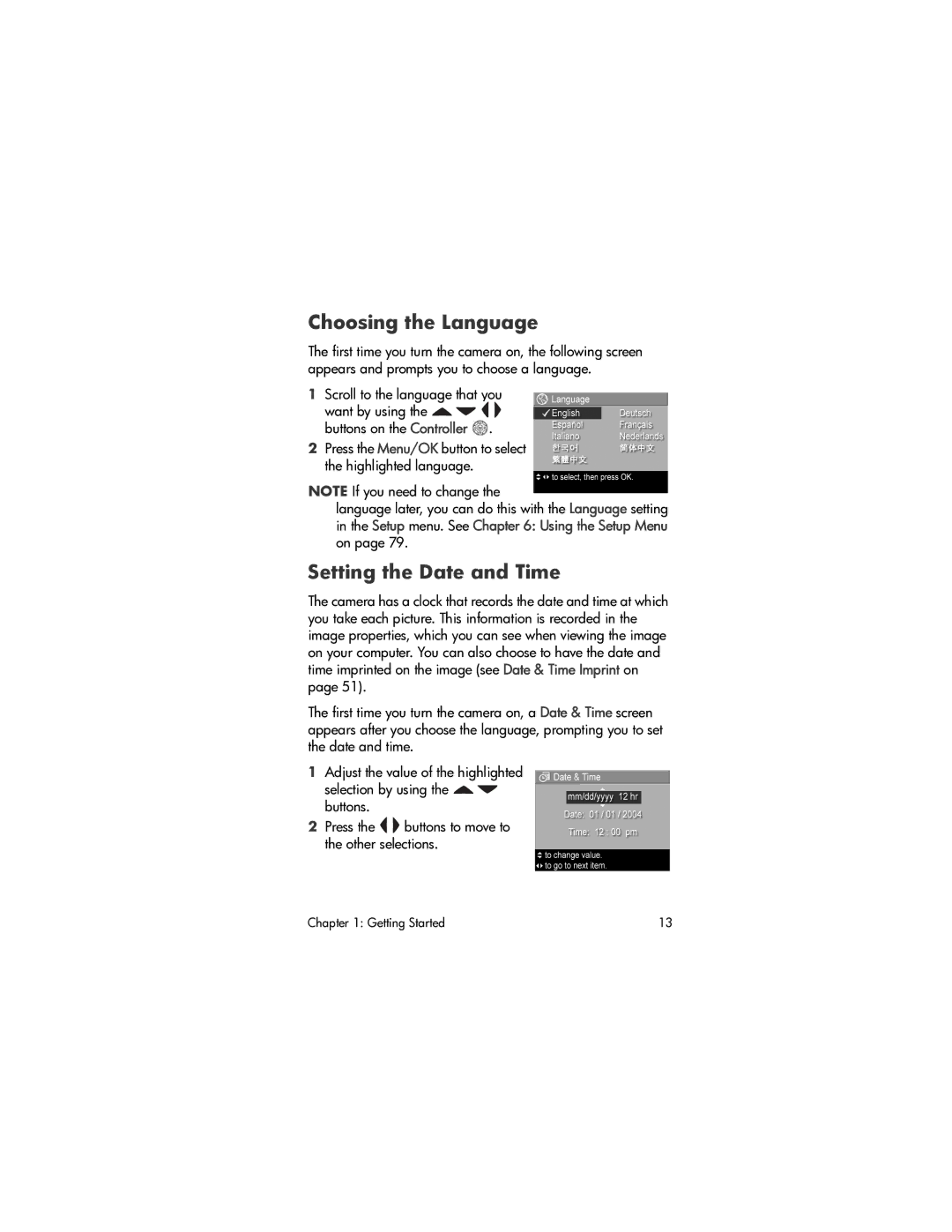 HP M407 manual Choosing the Language, Setting the Date and Time 