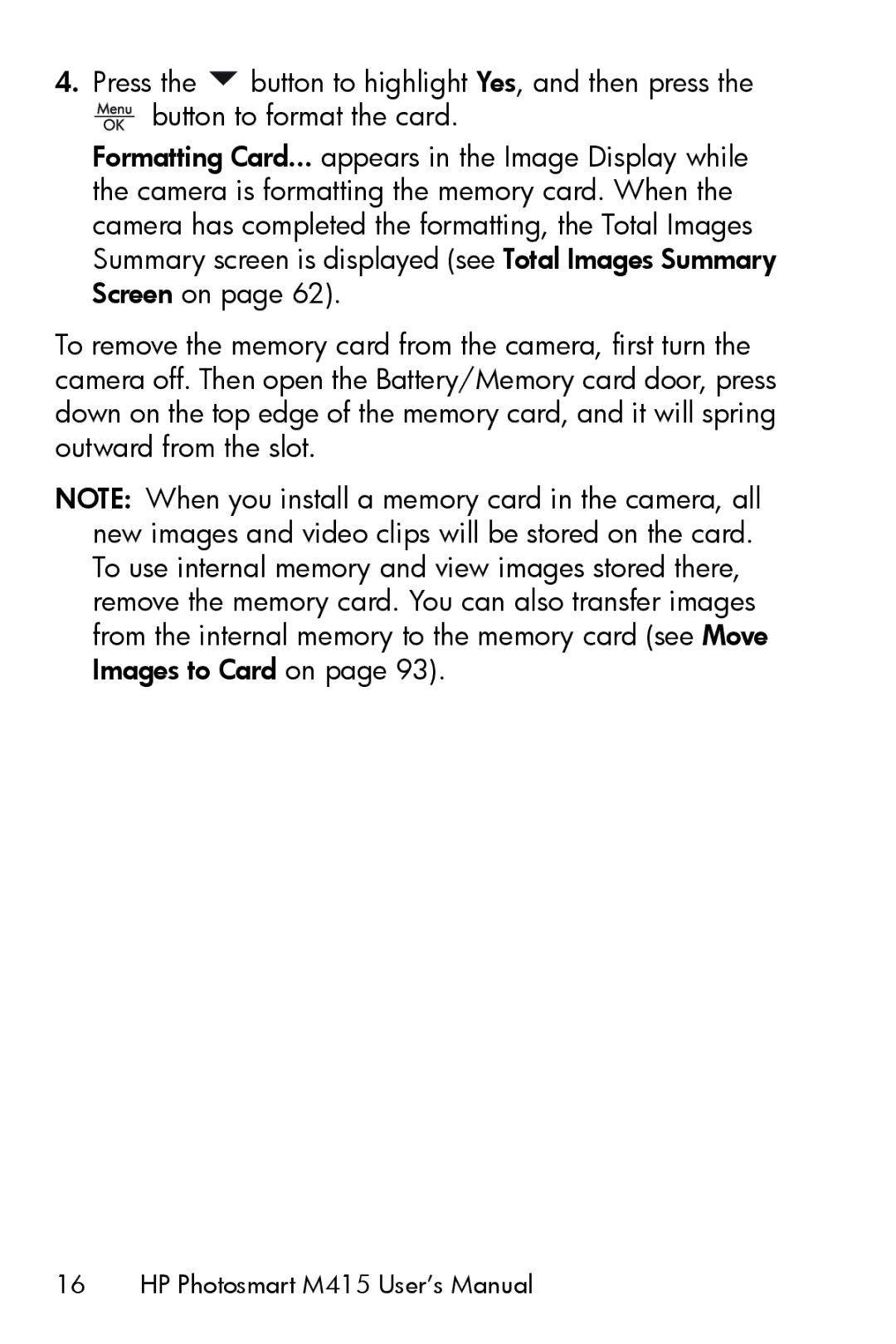 HP manual HP Photosmart M415 User’s Manual 