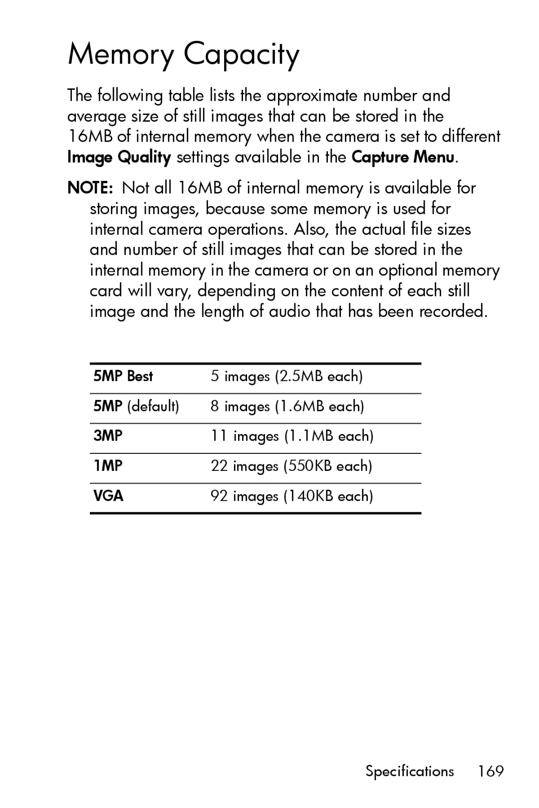 HP M415 manual Memory Capacity 