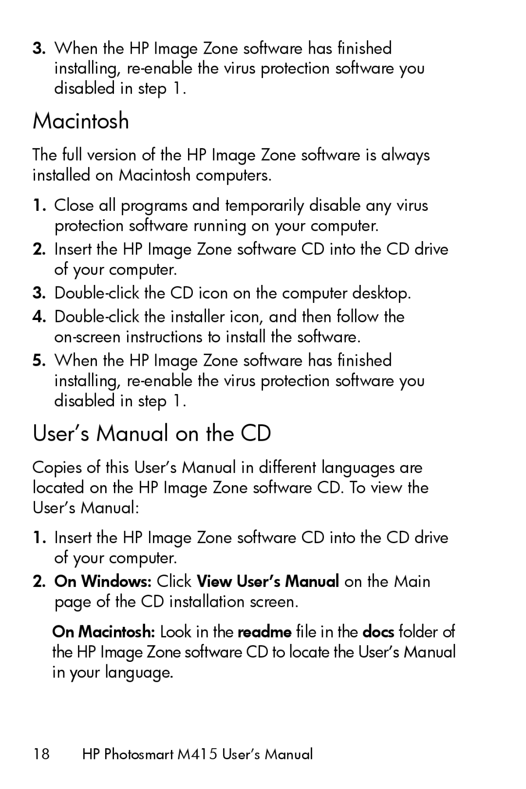 HP M415 manual Macintosh 