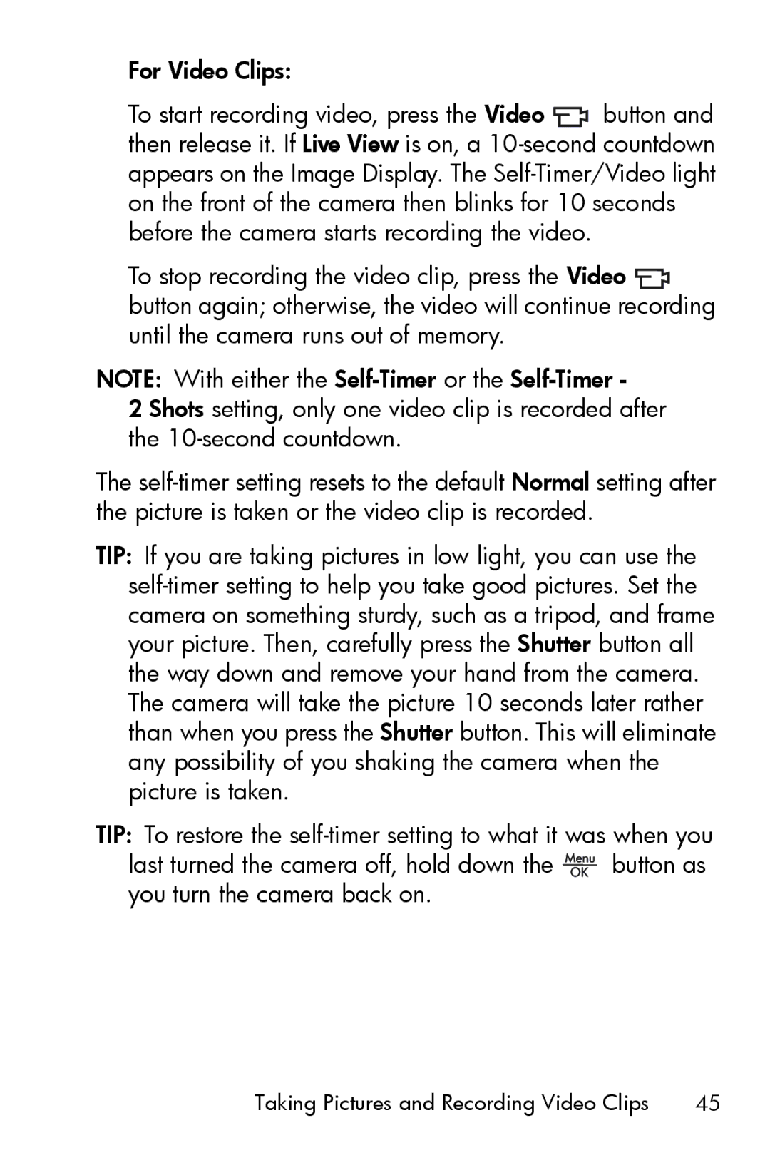 HP M415 manual For Video Clips 